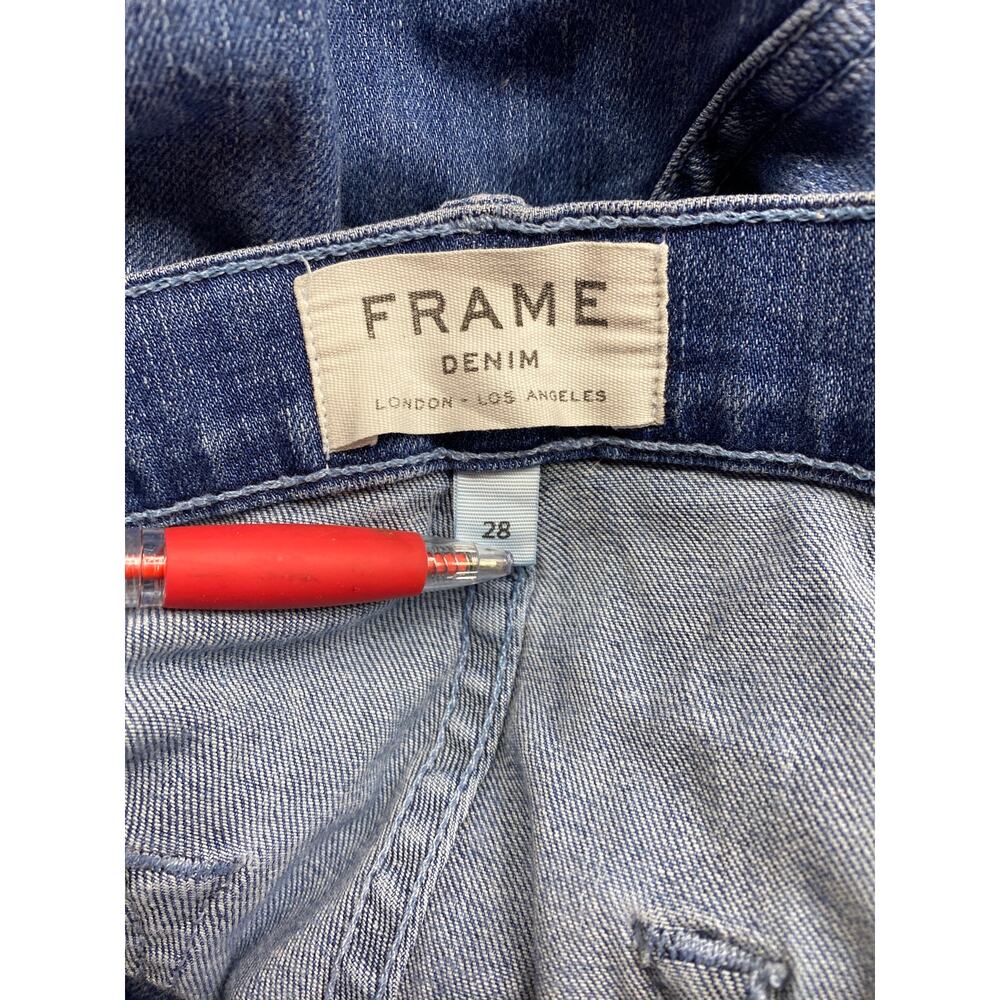 Frame Denim Le Flare de Francois High Rise Flare Jeans Blue Coated Pants Size 28 - Picture 11 of 13